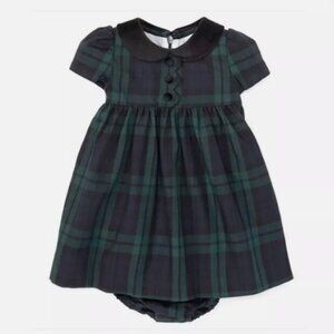 EDGEHILL COLLECTION Plaid Green/Navy Holiday Dress 12 Months NWT